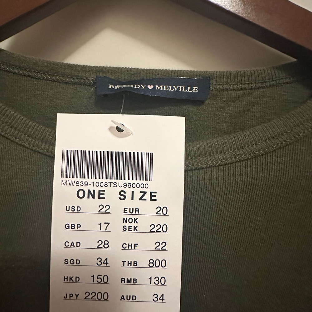 Brandy Melville Olive Green Long Sleeve Shirt - Picture 3 of 3